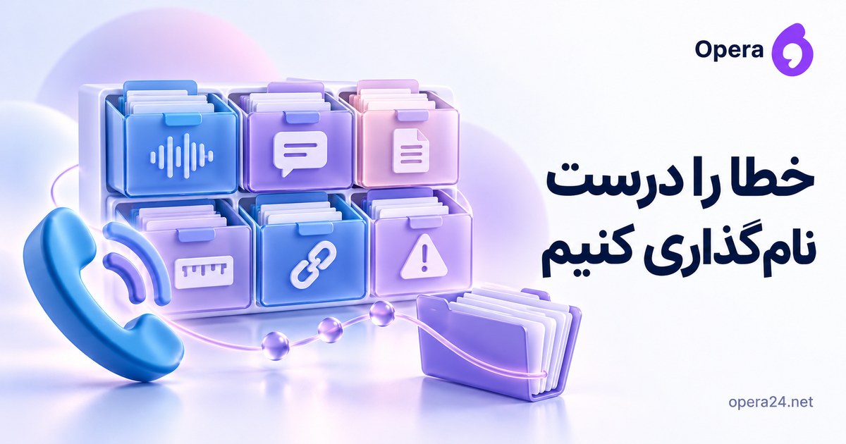 کشوهای دسته‌بندی خطا با نشانه صوت، گفت‌وگو، سند و اتصال کنار گوشی و پوشه