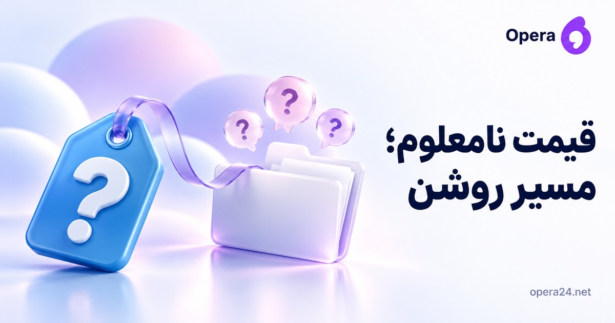 برچسب قیمت آبی با سؤال متصل به پوشه درخواست پیشنهاد و سه حباب پرسش