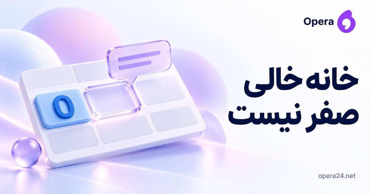جدول فیزیکی با یک خانه صفر و یک خانه خالی شفاف و حباب توضیح