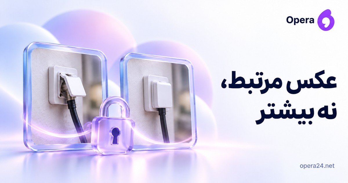 دو قاب محدود از قبل و بعد نصب اتصال ساده با پس‌زمینه محو و قفل پرونده یاسی
