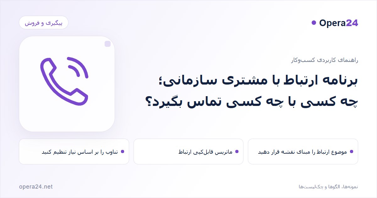 کاور راهنمای برنامه ارتباط با مشتری سازمانی؛ چه کسی با چه کسی تماس بگیرد؟ با طرح تماس و پیگیری