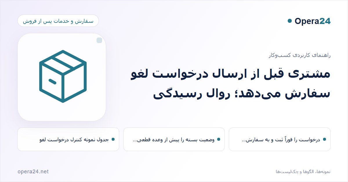 کاور راهنمای مشتری قبل از ارسال درخواست لغو سفارش می‌دهد؛ روال رسیدگی با طرح سفارش و تحویل