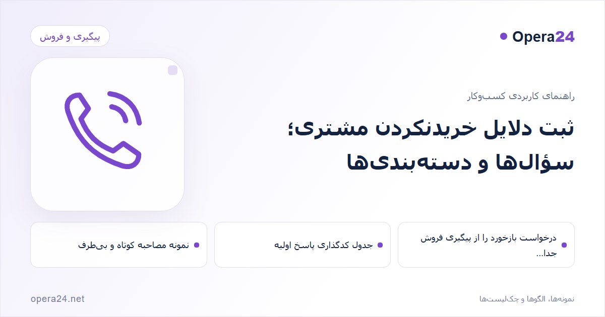 کاور راهنمای ثبت دلایل خریدنکردن مشتری؛ سؤال‌ها و دسته‌بندی‌ها با طرح تماس و پیگیری