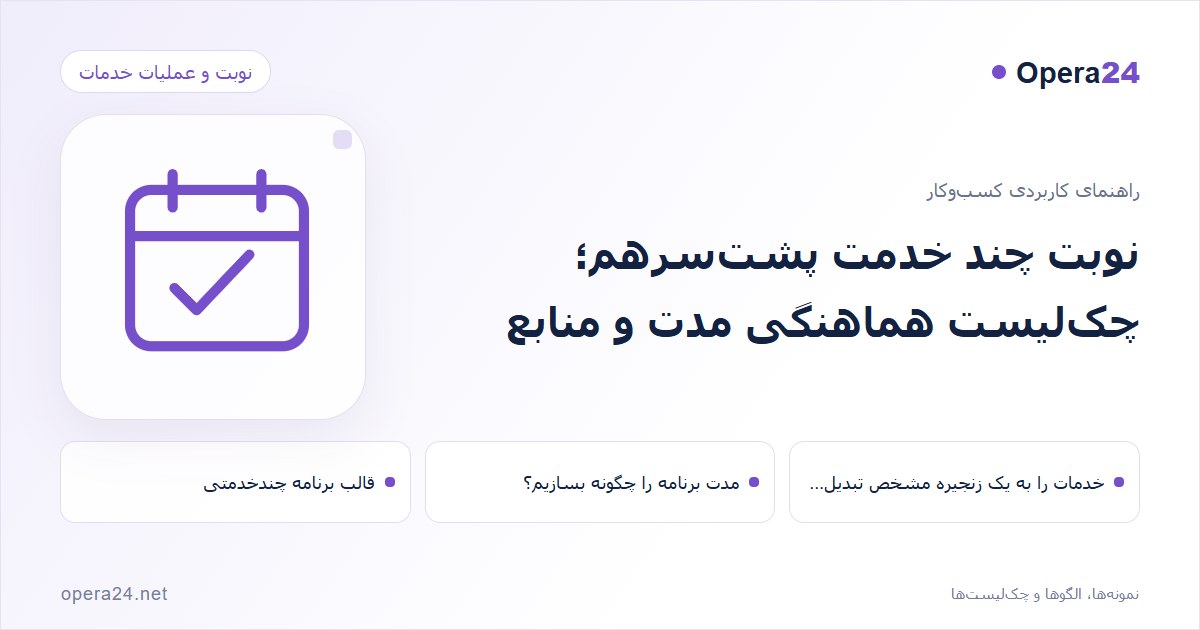 کاور راهنمای نوبت چند خدمت پشت‌سرهم؛ چک‌لیست هماهنگی مدت و منابع با طرح تقویم و تأیید نوبت