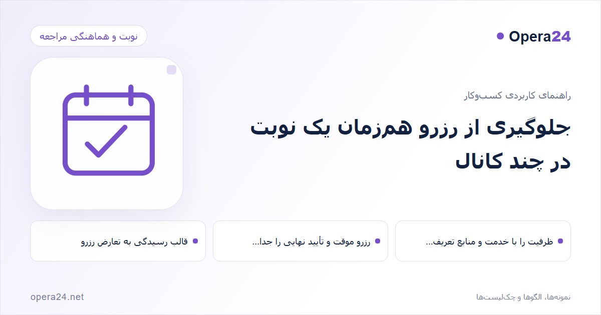 کاور راهنمای جلوگیری از رزرو هم‌زمان یک نوبت در چند کانال با طرح تقویم و تأیید نوبت