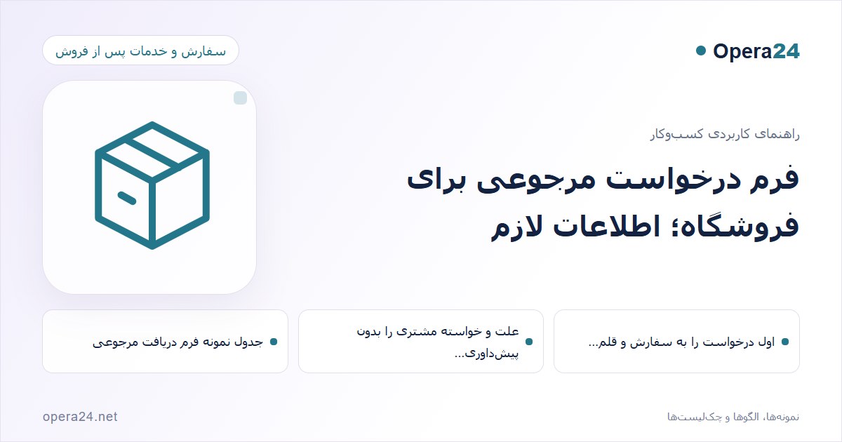 کاور راهنمای فرم درخواست مرجوعی برای فروشگاه؛ اطلاعات لازم با طرح سفارش و تحویل