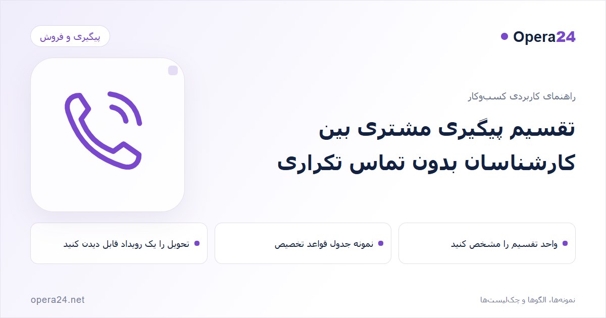 کاور راهنمای تقسیم پیگیری مشتری بین کارشناسان بدون تماس تکراری با طرح تماس و پیگیری