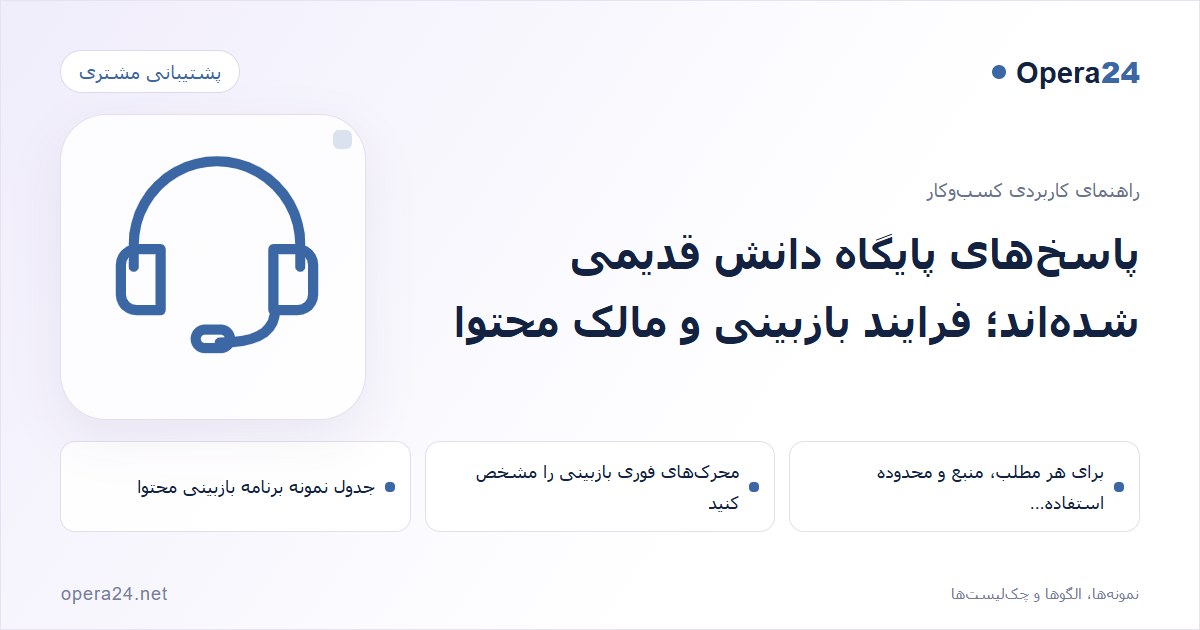 کاور راهنمای پاسخ‌های پایگاه دانش قدیمی شده‌اند؛ فرایند بازبینی و مالک محتوا با طرح پاسخ‌گویی پشتیبانی