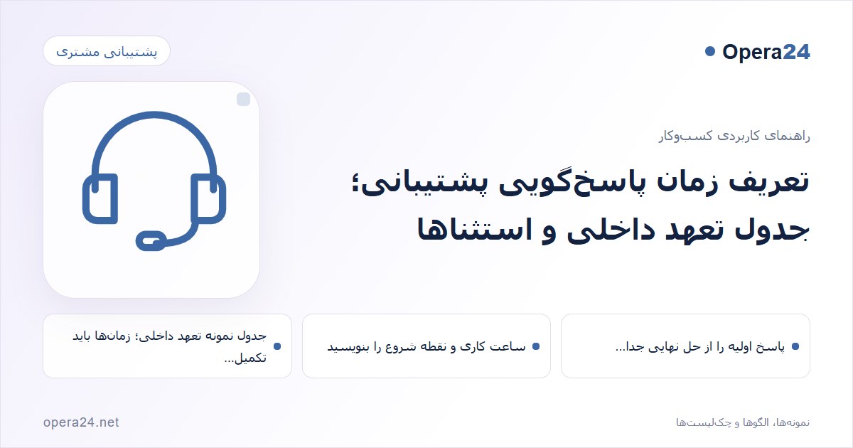 کاور راهنمای تعریف زمان پاسخ‌گویی پشتیبانی؛ جدول تعهد داخلی و استثناها با طرح پاسخ‌گویی پشتیبانی