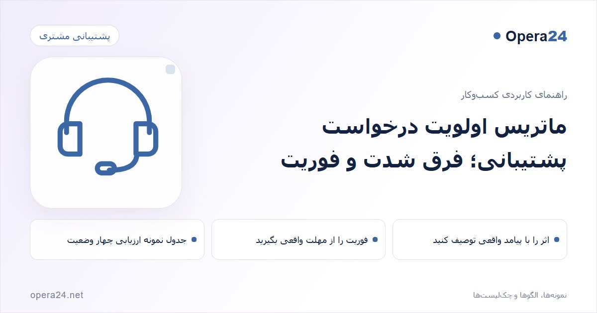 کاور راهنمای ماتریس اولویت درخواست پشتیبانی؛ فرق شدت و فوریت با طرح پاسخ‌گویی پشتیبانی